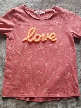 H&M Girls Pink-Rose 'Love' Appliqué Tee